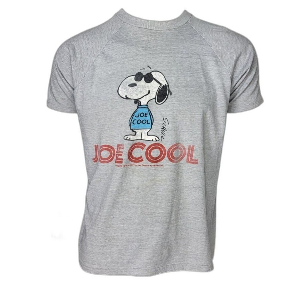 Vintage 70s Snoopy Peanuts Schultz Joe Cool Single Stitch Tee Unisex Size M/L